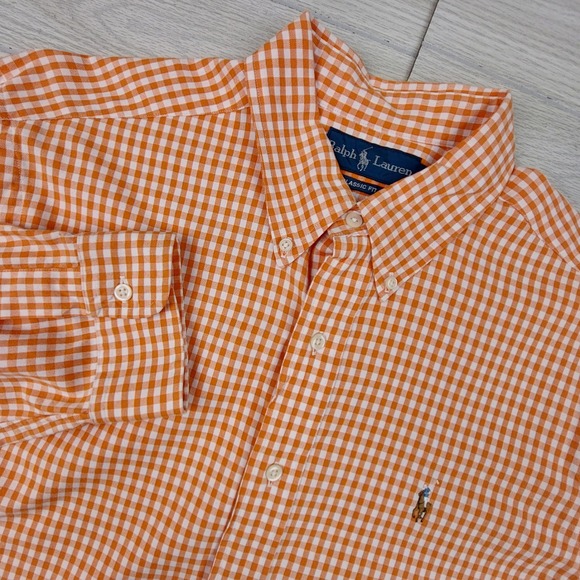 Ralph Lauren Other - Ralph Lauren Button Down Shirt Mens Large Orange Gingham Classic Fit Preppy Dad